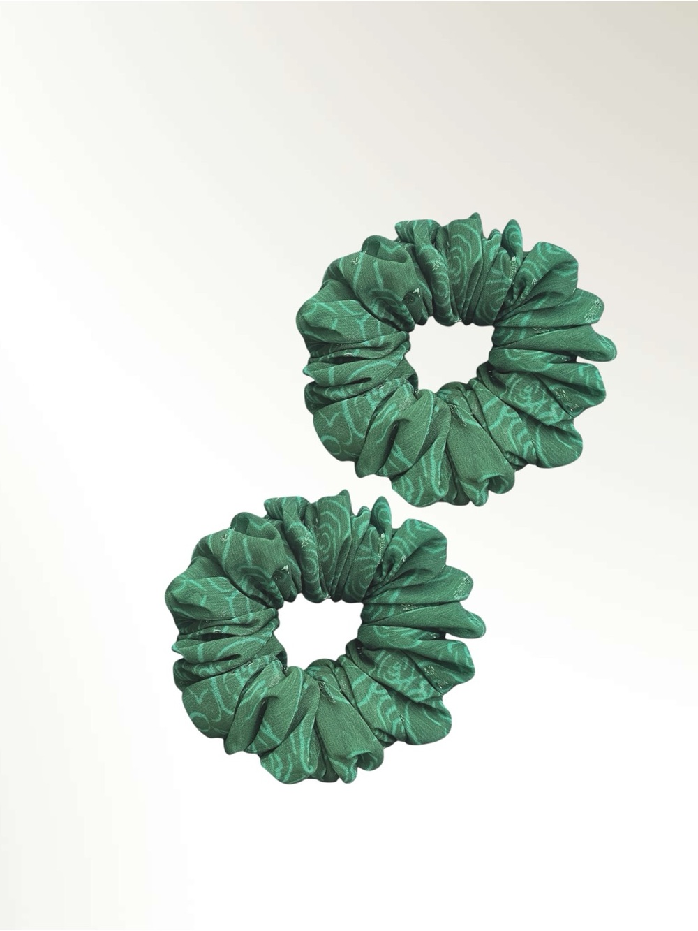 Emerald Floral Hair Scrunchie Set.
